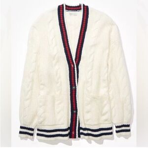 American Eagle Women’s Small Cream Oversized Knitted Cardigan